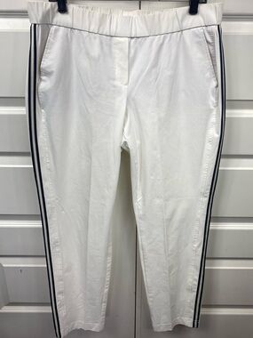 Stehmann Pull On Pants Tuxedo Stripe White Black Light Stretch 12 Women’s